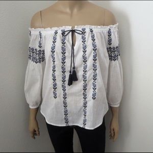 Abercrombie Off Shoulder Embroidered Top